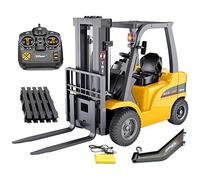 BAKAJI Muletto Radiocomandato Giocattolo Bambini Scala 1:10 in Metallo Carrello Elevatore Funzionante 8 Funzioni Luci Suoni Accessori e Radiocomando Curato in Ogni Dettaglio 45 x 30 x 16 cm