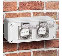 Cassetta Multipresa Elettrica Esterno da Parete 2 Prese Shucko Impermeabili IP54