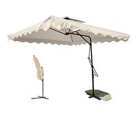 BAKAJI Ombrellone da Giardino Decentrato 2,5 x 2,5 Mt Palo in Metallo Chiusura a Leva Base a Croce Sistema Air Vent Arredamento Esterno Gazebo Piscina Giardino Terrazzo Ambienti Esterni (Ecrù)