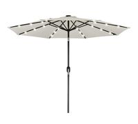 BAKAJI Ombrellone da Giardino Diametro 270 cm con Luci Led e Sistema Antivento, Parasole da Esterno con 8 Ribs Stecche, Airvent, Ideale per Bar, Ristorante, Patio, Balcone, Apertura Manovella (Beige)