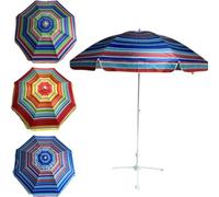 BAKAJI Ombrellone da Mare Diametro 200 cm Design Fantasia, Palo in Acciaio Resistente, Parasole da Spiaggia, 3 Colori Assortiti, Protezione UV, Resistente Intemperie, Apertura e Chiusura Facilitati