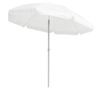 BAKAJI Ombrellone da Mare Spiaggia Diametro 200 cm con Borsa di Traporto, Palo 32 mm in Alluminio e 8 Ribs Stecche con Borsa di Trasporto, Rivestimento Parasole Anti UV Impermeabile (Bianco)