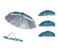 BAKAJI Ombrellone da Mare Spiaggia Giardino Diametro 180cm con Palo in Acciaio Reclinabile 8 Stecche Rivestimento in Tessuto Nylon Anti UV Bicolore Sistema Air Vent 4 Colori Assortiti Coveri