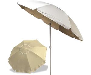 BAKAJI Ombrellone in Alluminio da Spiaggia Mare o Piscina diametro 200 cm Mare con Snodo Antivento e Sacca in PVC per il Trasporto, Palo 32mm, Nuovo colore Ecrù Tinta Unita