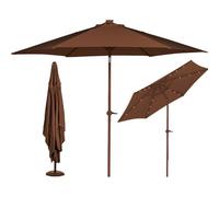 BAKAJI Ombrellone Rotondo 3 Metri da Giardino con Palo Centrale in Metallo e 18 Led Luminosi, Sistema Air Vent Anti Ribaltamento, Arredamento Esterno, Gazebo, Piscina, Terrazzo (Marrone)