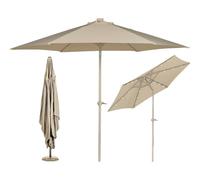 BAKAJI Ombrellone Rotondo 3 Metri da Giardino con Palo Centrale in Metallo e 18 Led Luminosi, Sistema Air Vent Anti Ribaltamento, Arredamento Esterno, Gazebo, Piscina, Terrazzo (Beige)