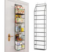 BAKAJI Organizer 5 Ripiani da Porta con Ganci in Metallo e Scaffali PVC Trasparenti, Unità Mensole Salvaspazio Multiuso Capiente, Scaffalatura Bagno, Camera da Letto, Ufficio, Cameretta (Nero)