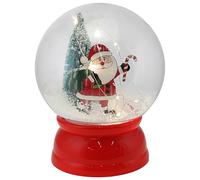 BAKAJI Palla di Neve con Babbo Natale Rosso, Ampolla Natalizia Innevata con 6 Led, Decorazione Addobbo Natale Natalizio, Sfera Luminosa 20 x 25 cm