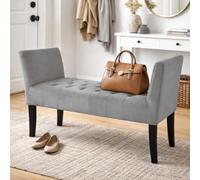 BAKAJI Panca Poggiapiedi Fondoletto per Camera da Letto, Pouf Sgabello con Piedi in Legno e Braccioli per Ingresso, Stanzetta, Multiuso, Seduta Ergonomica, 11 x 60 x 40 cm (Grigio Velluto)