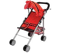 Passeggino Carrozzina Bambole in Metallo Giocattolo Bambini Pieghevole Rosso Poi
