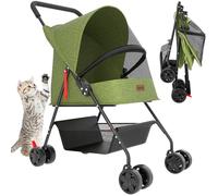 Passeggino per Cani e Gatti Carrozzina Animali Domestici Pieghevole Verde 15kg