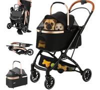 Passeggino 2in1 per Animali Domestici Carrozzina Cani e Gatti Convertibile Nero