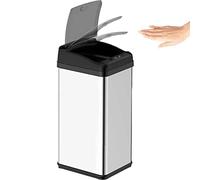 BAKAJI Pattumiera con Apertura Automatica e Sensore Infrarossi a Batteria Capacità 58Lt Bidone Spazzatura Cucina in Acciaio Inox Design Moderno Casa Ufficio Dimensione 32 x 27 x 82 cm