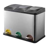 BAKAJI Pattumiera Raccolta Differenziata in Acciaio Inox e 45 Litri Multicolore
