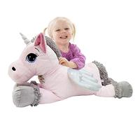BAKAJI Peluche Unicorno Gigante Steso XL Lunghezza 80 cm Morbidissimo Pupazzo Giocattolo per Bambini Ragazzi Cavallo Extra Large Morbido Idea Regalo Decorazione Cameretta (Rosa)