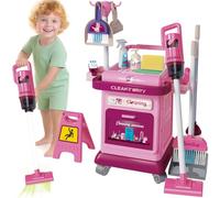 BAKAJI Playset Carrello per Pulizie da Bambini con Tantissimi Accessori Realistici, Giocattolo Educativo con Carrellino e Utensili per Pulizia, Giochi di Imitazione per Ragazzi, Idea Regalo (Rosa)