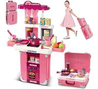 BAKAJI Playset Cucina Giocattolo Trolley 2 in 1 Trasformabile in Cucinino da Campo, Valigetta Cucinina Giochi di Imitazione con Tantissimi Accessori Realistici per Bambini e Ragazzi, Idea Regalo