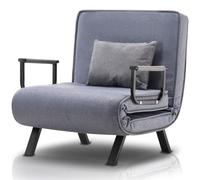 BAKAJI Poltrona Divano Letto Singolo Reclinabile 3 in 1, Sedia Convertibile in Chaise Lounge con Seduta Imbottita Morbida ed Ergonomica, Copertura Sfoderabile e Tessuto Traspirante (Grigio)