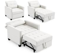 BAKAJI Poltrona Letto Singolo 3 in 1 con Schienale Reclinabile, Divano Relax Salvaspazio con Tasca per Appartamento, Camera da Letto, Imbottitura Ergonomica ad Alta Densità