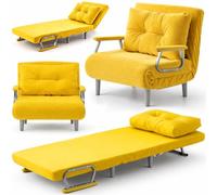 BAKAJI Poltrona Letto Singolo Reclinabile 3 in 1, Divano Convertibile Chaise Lounge con Seduta Imbottita e Rivestimento Velluto a Coste, Poltroncina Salvaspazio Relax 80 x 68 x 82 cm (Mostarda)