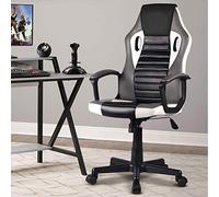 BAKAJI Poltrona Presidenziale Ergonomica Sedia Gaming Racing da Scrivana in Eco Pelle Arredo Ufficio Casa Cameretta Sala Riunioni Regolabile in Altezza Girevole e Direzionale (Grigio)