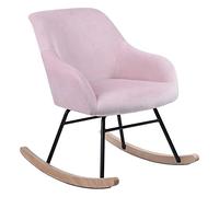 BAKAJI Poltrona Sedia a Dondolo Relax Casa Rivestimento in Tessuto Struttura Legno Imbottita Piedi in Metallo Base Dondonlante Legno Dimensione 60 x 78 x 78 cm Design Moderno Scandinavo (Rosa)