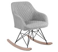BAKAJI Poltrona Sedia a Dondolo Relax Casa Rivestimento in Tessuto Struttura Legno Imbottita Piedi in Metallo Base Dondolante Legno Dimensione 75 x 58 x 80 cm Design Slitta Scandinavo (Grigio)