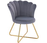 BAKAJI Poltrona Sedia Relax con Rivestimento in Velluto e Gambe in Metallo Colore Oro Cromato, Imbottita ad Alta Densità, Seduta Ergonomica, Design Vintage Retrò, 69 x 64 x 80 cm (Grigio)