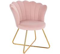 BAKAJI Poltrona Sedia Relax con Rivestimento in Velluto e Gambe in Metallo Colore Oro Cromato, Poltroncina Imbottita ad Alta Densità, Seduta Ergonomica, Design Vintage Retrò, 69 x 64 x 80 cm (Rosa)
