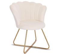 BAKAJI Poltrona Sedia Relax con Rivestimento in Velluto e Gambe in Metallo Colore Oro Cromato, Poltroncina Imbottita ad Alta Densità, Seduta Ergonomica, Design Vintage Retrò, 69 x 64 x 80 cm (Beige)