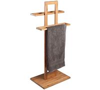 Bakaji Porta Asciugamani Da Terra a Piantana in Legno di Bambu' Portasciugamani Bagno Base Rettangolare Colore Bamboo Naturale (40 x 25 x 85 cm)