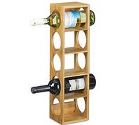BAKAJI Portabottiglie Vino Liquori in Legno di Bambu 5 Posti Porta Bottiglie Bamboo 52x14x12 cm, Legno Naturale di bambù