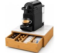 BAKAJI Portacapsule Contenitore Cassetto Porta Cialde Capsule Nescpresso Dolcegusto Modomio Caffe Lavazza Bustine Tè Zucchero realizzato in Legno di Bambù Bamboo (31,5 x 30 x 10 cm Tortora)