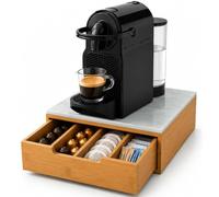 BAKAJI Portacapsule Contenitore Cassetto Porta Cialde Capsule Nescpresso Dolcegusto Modomio Caffe Lavazza Bustine Tè Zucchero realizzato in Legno di Bambù Bamboo (31,5 x 30 x 10 cm Sky White)