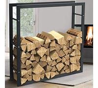 BAKAJI Portalegna Verticale Supporto Scaffale Rettangolare in Metallo Porta Legna da Interno Esterno Legnaia Casa Giardino per Camino Caminetto Stufa Design Moderno (100 x 100 x 25 cm)