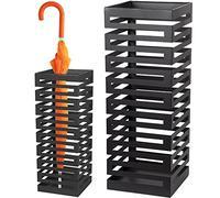 BAKAJI Portaombrelli in Metallo Forma Quadrata con Decorazione a Intarsi Stand per Ombrelli Design Moderno Dimensioni 52 x 19 cm (Nero)