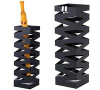 Portaombrelli in Ferro Design Quadrato Stand Nero Vaschetta Salvagoccia