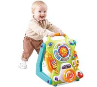 BAKAJI Primi Passi 3 in 1 Trasformabile in Tavolo, Centro Attività Giocattolo per Prima Infanzia, Supporto Camminata per Bambini Infanti, Funzione Trainante, Gioco Educativo con Luci e Suoni