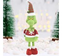 BAKAJI Pupazzo Verde con Gambe Allungabili da 61 a 89 cm, Elfo Folletto Natalizio Design Assortito, Decorazione Natalizia Addobbi Natalizi per Interni, Versatile, Mostriciattolo con Gambe Telescopiche