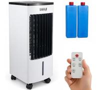 BAKAJI Raffrescatore Digitale ad Aria Fredda con 2 Blocchi Refrigeranti e Telecomando per Controllo da Distanza, Serbatoio 4 L, Air Cooler Silenzioso, Oscillazione Automatica 60°, 24,5 x 22,5 x 50 cm