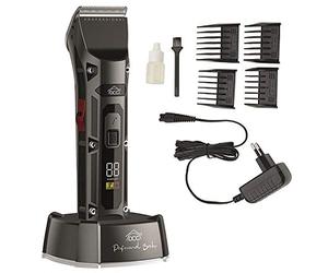 Bakaji Rasoio Taglia Capelli Elettrico a Batteria Ricaricabile Regola Barba e Basette Cordless 4 Pettini con Lama in Acciaio Base Ricarica e Kit di Pulizia Lame