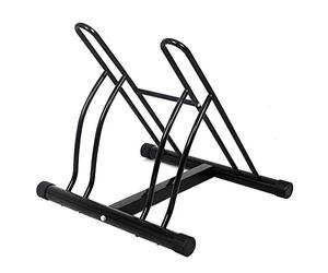BAKAJI Rastrelliera per Biciclette 2 Posti Multipla da Pavimento Stand Parcheggio Esterno per Bici in Acciaio Porta Bici Colore Nero con Materiale di Montaggio Incluso