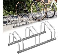 BAKAJI Rastrelliera per Biciclette da Pavimento o Parete Stand Parcheggio Esterno per Bici in Acciaio Porta Bici con Materiale di Montaggio Incluso (3 Posti)
