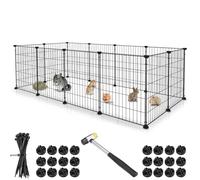 BAKAJI Recinto per Animali di Piccola Taglia Personalizzabile in Metallo, Recinzione Componibile per Porcellini d'India, Criceti, Conigli, Cincillà, per Interni ed Esterni (143 x 71 x 46cm)