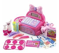 BAKAJI Registratore di Cassa Giocattolo Bambini Luci e Suoni con Cassetto Soldi Apribile Scanner Accessori Capelli e Bellezza Giochi Imitazione Supermercato Dimensione 14 x 12 x 26 cm