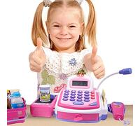 Registratore Cassa Giocattolo Bambini Scanner Microfono e Cestino Gioco Spesa