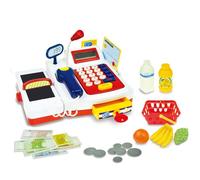 BAKAJI Registratore di Cassa Giocattolo Digitale con Scanner e Calcolatrice per Bambini, Playset Soldi Finti, Carta di Credito e Accessori, Luci e Suoni Reali, Store Gioco di Simulazione Idea Regalo