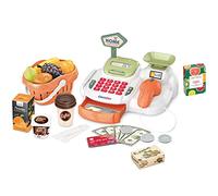 BAKAJI Registratore di Cassa Gioco per Bambini con Cassetto Soldi Apribile, Scanner Funzionante e Lettore di Carta di Credito, Supermercato Giocattolo Imitazione con Cestino della Spesa e Luci e Suoni