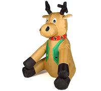 BAKAJI Renna Natalizia Gonfiabile Seduta Autogonfiabile Grande Altezza 120 cm con Illuminazione a LED e Kit Fissaggio per Esterno Protezione IP44 Addobbo e Decorazione di Natale