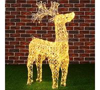 BAKAJI Renna Natalizia Luminosa 3D in Perline Cristalli Acrilici Riflettenti 200 Luci LED Bianco Caldo Renne Luminose da Giardino Addobbi Natale Altezza 90 cm